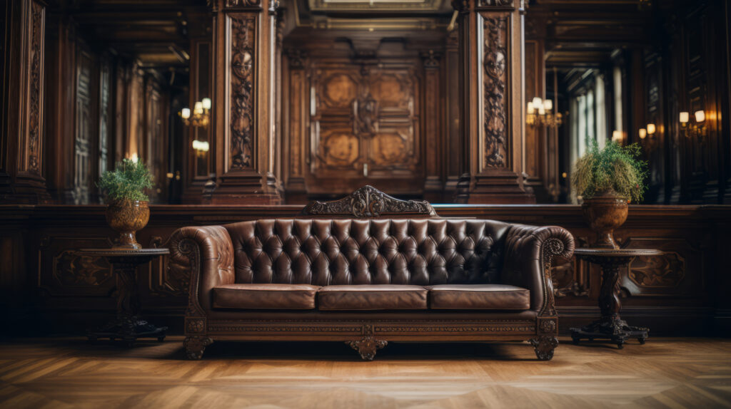 timeless craftsmanship cinematic capture of an art nouveau sof